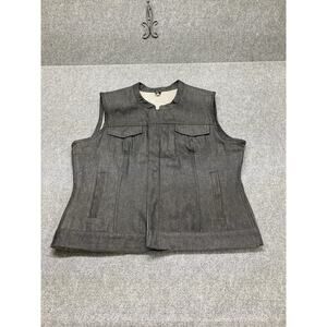 Rough Neck Raw Denim Vest Men’s Size 3XL Black Charcoal Full Zip Snap Pockets